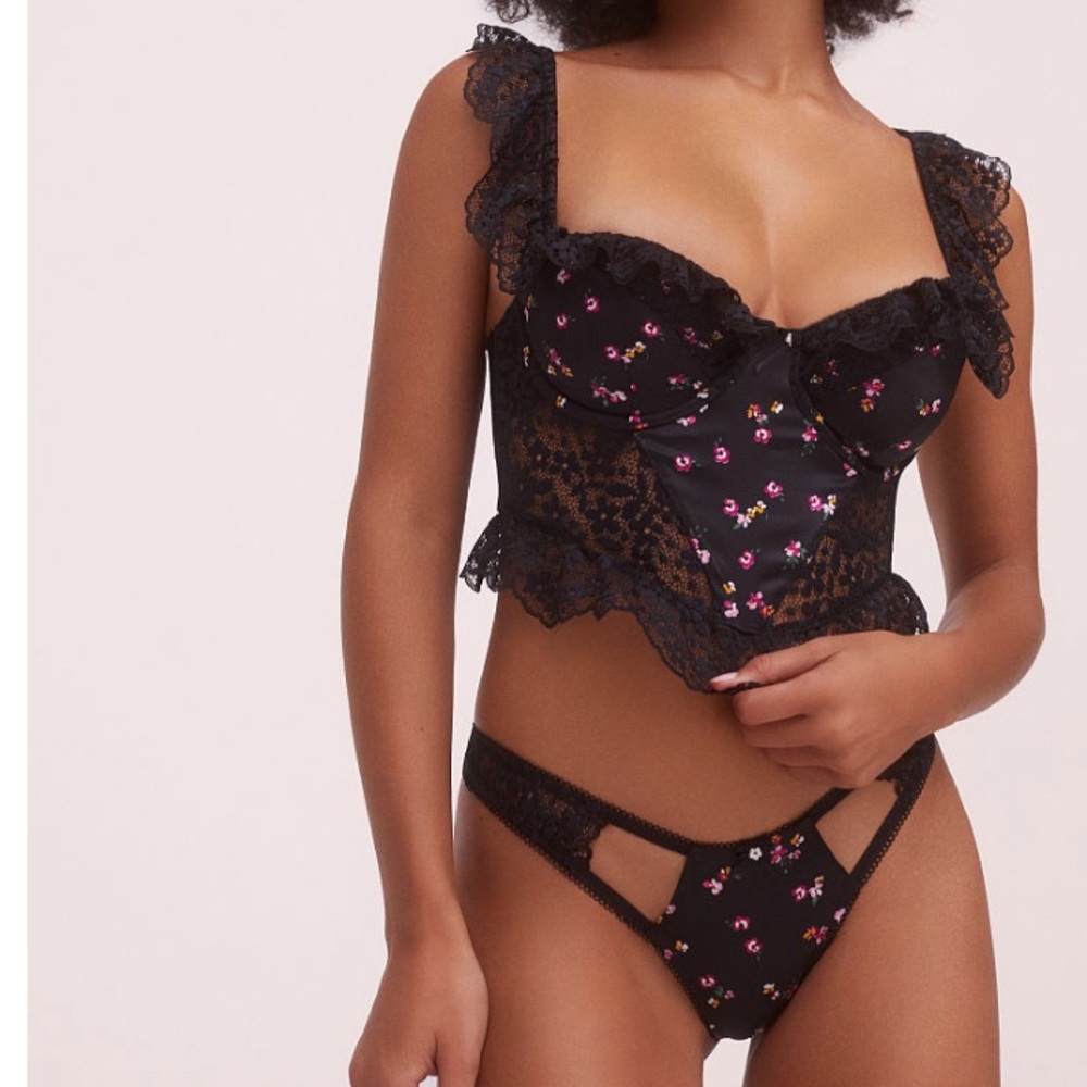 For Love and Lemons Pansy Floral bustier and panty